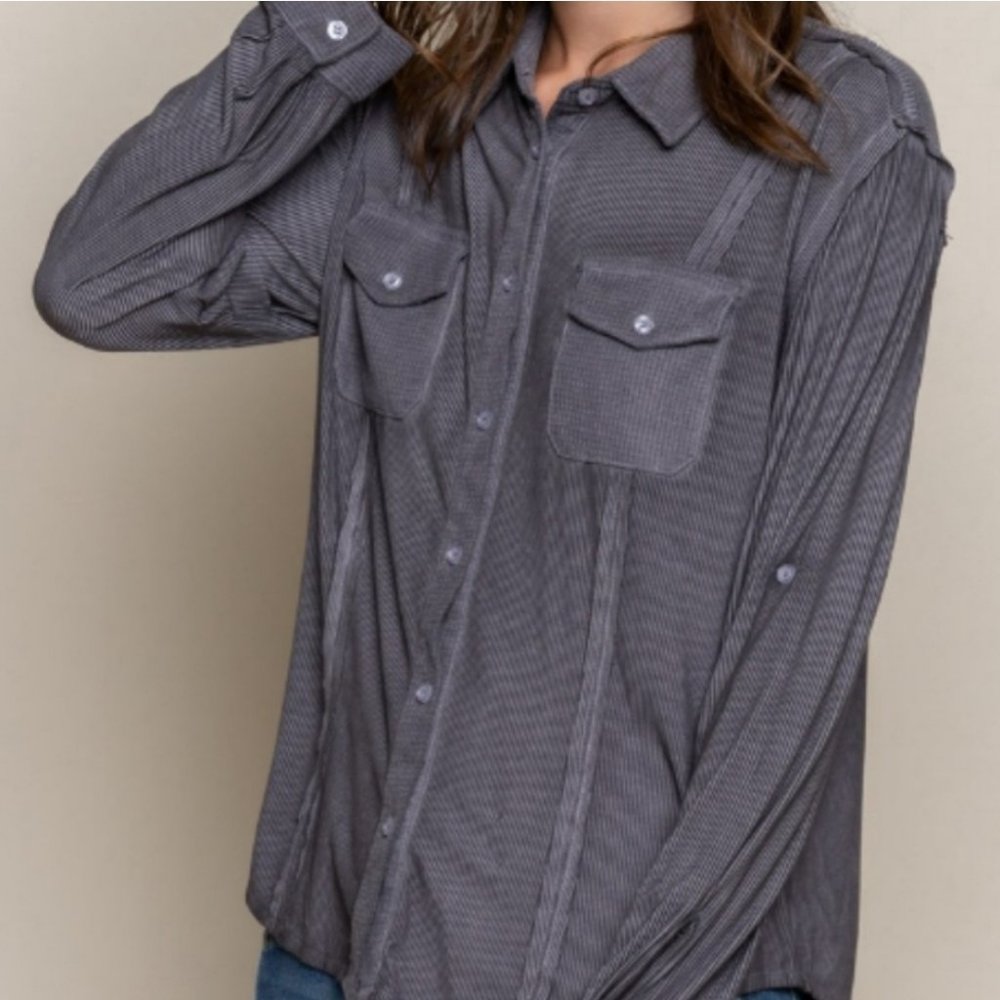 90153 POL Washed Button-down Shirt - Picture 3 of 4